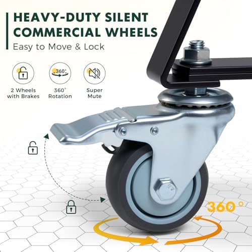 Big Green Egg Nest, Grill Stand for Big Green Egg Accessories, Rolling Nest with Heavy Duty Locking Caster Wheels Powder Coated Steel for BGE Smoker Kamado Joe Accessories (MiniMax)