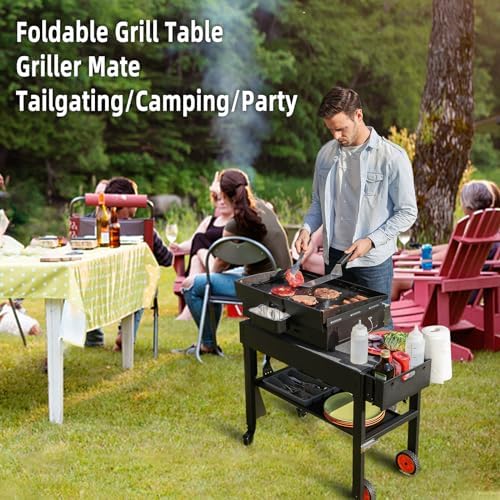 Portable Outdoor Grill Table, Blackstone Grill Stand, Folding BBQ Cart