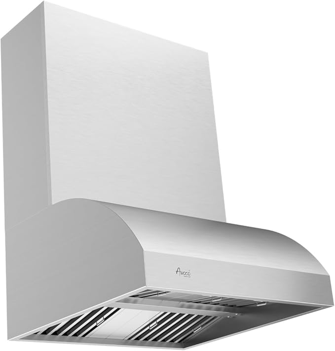 Awoco 36” Outdoor BBQ Vent Hood 17” High Type 304 Stainless Steel, 4 Speeds 1000 CFM, Adjustable LED Lights, 8” Round Top Vent with 36”H Chimney Cover