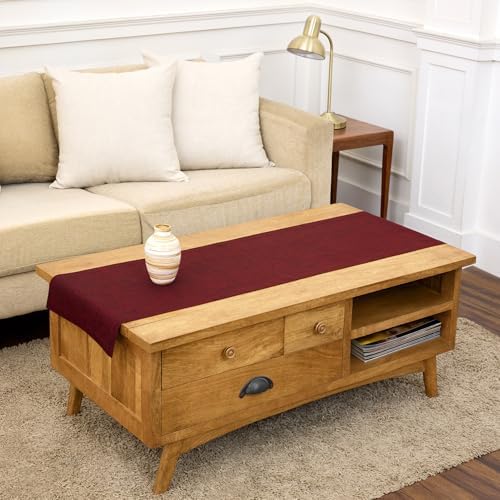 Solino Home 100% Linen Dining Table Runner Red Woven, Athena 14 x 60 in