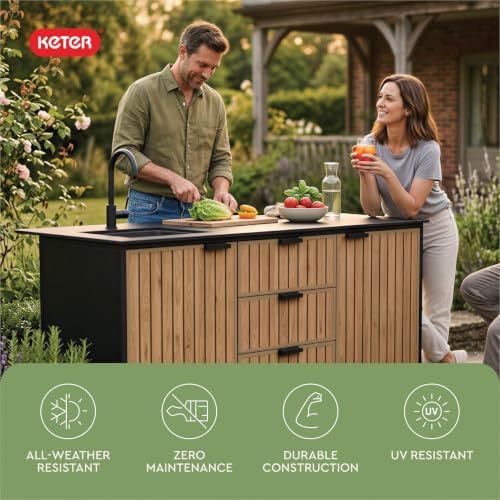 Keter Signature Compact Outdoor Kitchen Island with Sink