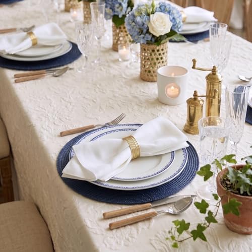 Solino Home 100% Pure Linen Dinner Napkins White, Fete 20 x 20 in, Set of 4