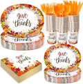 Pajean 175 Pcs Thanksgiving Oval Paper Plates Set with 12 inch Disposable Pumpkin Oval Plates Fall Harvest Paper Maple Leaf Dinnerware Set Heavy Duty for 25 Guests Thanksgiving Fall Party Supplies