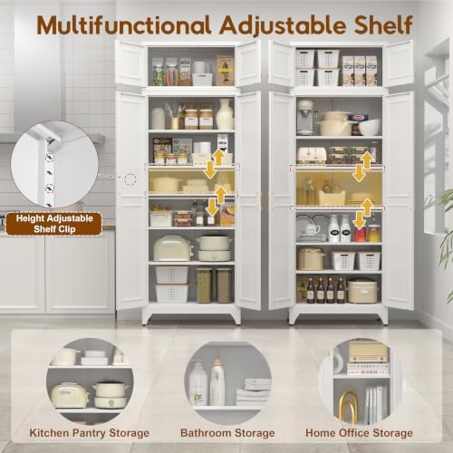 UNICOLY 90.8" Kitchen Pantry Cabinet, Metal Storage Cabinet with 5 Shelves