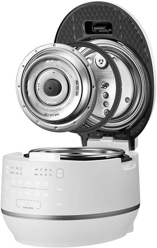 Cuchen CRT-RPD0610IEWUS (1.2 quarts): 6 person serving | Expertly Crafted for Multi Grain Cooking |2.1 Ultra High-Pressure Induction Heating IH Rice Cooker | Full 316Ti Stainless Steel Inner-Pot, Stainless Power Lock System | Auto Steam Clean | Voice G...