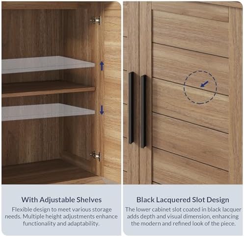 BELLEZE 72" Tall Kitchen Pantry Cabinet - Camel
