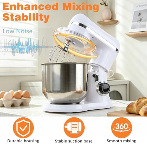 Stand Mixer, 660W Pure Copper Motor, 10-Speed, 5.3QT Bowl, Tilt-Head