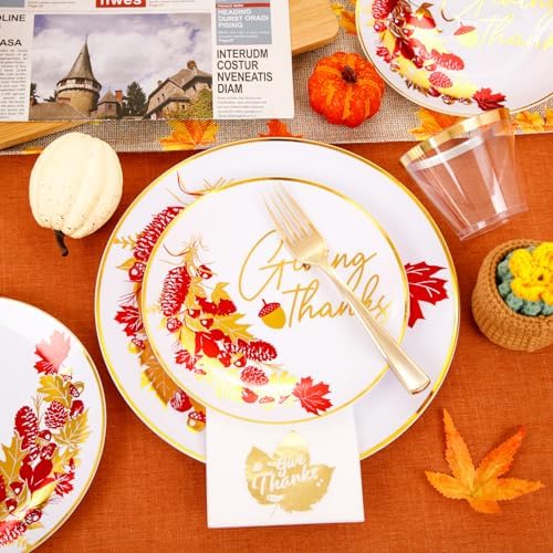 Hioasis 175pcs Thanksgiving Plastic Plates