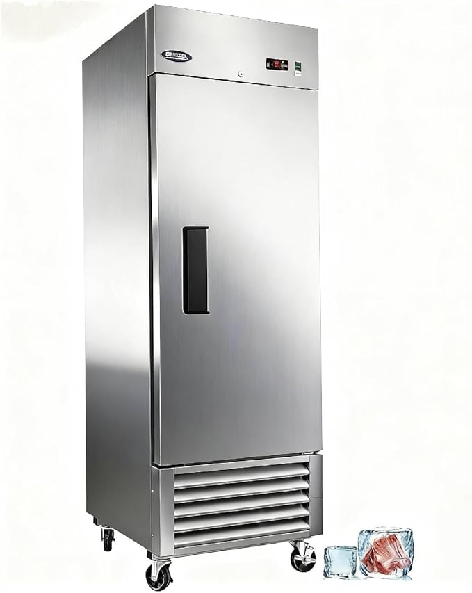 27" Commercial Upright Freezer with 1 Solid Door, 23 Cu.Ft Stainless Steel Reach-in Freezer, -10℉ ~ 10℉, Fan Cooling Freezer with 3 Shelves for Restaurant Bar Garage, ETL and DOE Approved