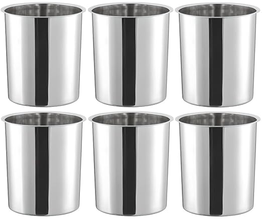 OCS Parts 6-Pack 8.25 Quart Bain Marie Pot | 9-5/8" x 7-3/8" Stainless Steel Pot for Warm or Cold Food, Sauces, Soups, or Organizing Cooking Utensils