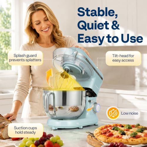 VIVOHOME 3-in-1 Stand Mixer, 6-Quart Tilt-Head Mixer, 10 Speeds, Blue