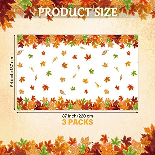 Unittype 3 Pcs Fall Maple Leaf Tablecloth Disposable Plastic