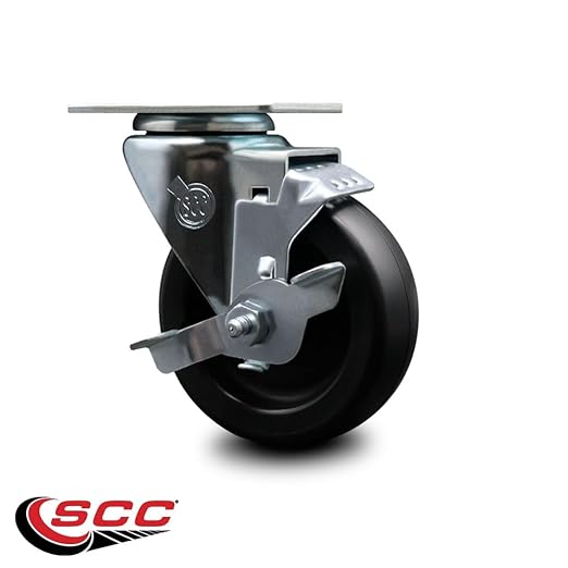 Service Caster Brand Replacement Caster for Uline Caster H-5535SWB - Swivel Top Plate Caster with 4 Inch Polyolefin Wheel and Top Lock Brake - Fits Carts, Dollies and Poly Box Trucks H-1811