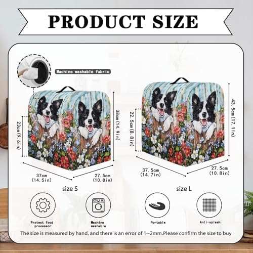 Generic Cute Border Collie Stand Mixer Cover, Kitchen Dust Cover for 6-8 Quart Stand Mixer, Lightweight, Waterproof, Polyester, Drawstring Closure, Two