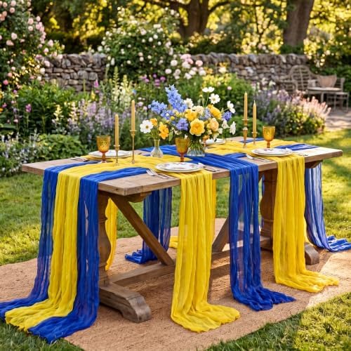 6 Pcs Blue Yellow Party Decorations Amalfi Coast Table Runner