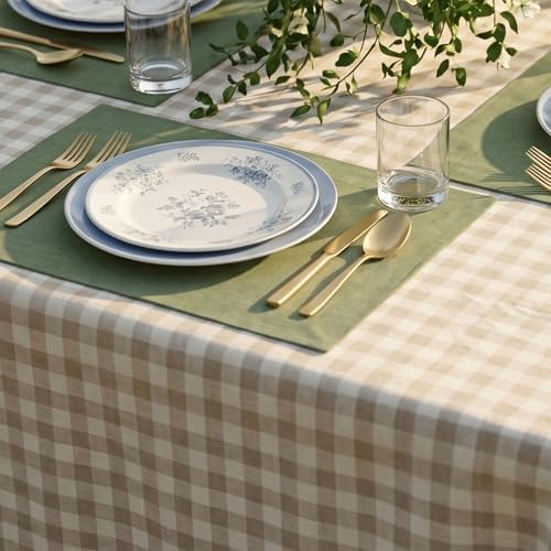 Solino Home 100% Pure Linen Placemats Oil Green, Fete 14 x 19 in, Set of 4