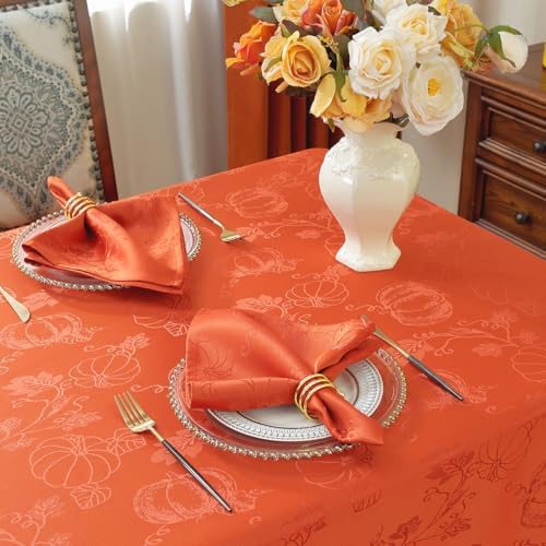 SASTYBALE Fall Tablecloth Rectangle Jacquard, 60" x 102", Rust
