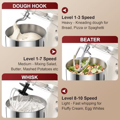 Honinst 4QT Electric Stand Mixer, 10-Speed Tilt-Head Compact Kitchen Mixer
