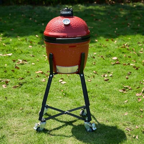 Rolling Cart for Kamado Joe Junior 13.5" Grill Stand for Kamado Joe Accessories with Heavy Duty Locking Caster Wheels Powder Coated Steel Rolling Outdoor Cart for Kamado Joe Junior Grill Stand