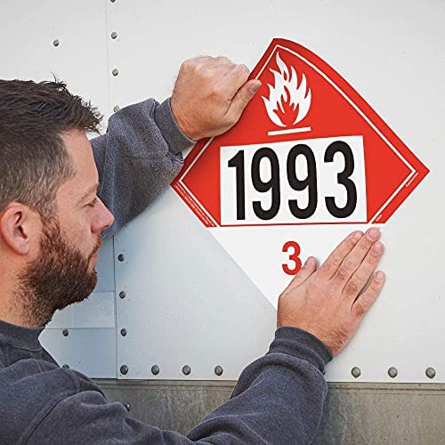 1993 Placard, Class 3 Combustible Liquid 25-pk. - 10.75" x 10.75" Removable Self Adhesive Economy Vinyl for Short-Term Applications, DOT Hazmat Compliant, J. J. Keller & Associates, Inc.
