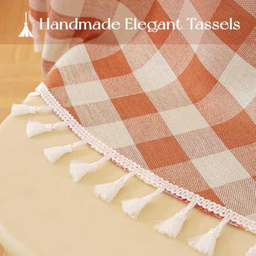 Alsoo Fall Gingham Tablecloth Rectangle Cotton Linen Style, 55 x 55