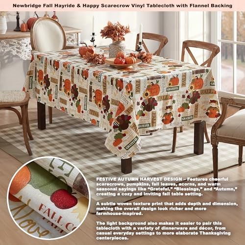 Newbridge Thanksgiving Fall Hayride 52 x 70 Inch Rectangle Vinyl Tablecloth