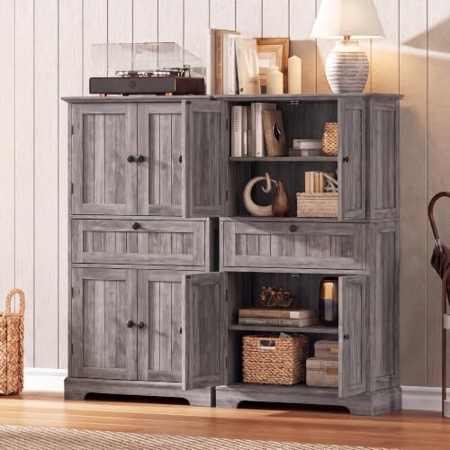 ChooChoo 51" H Bathroom Floor Cabinet with Drawer and Adjustable Shelves