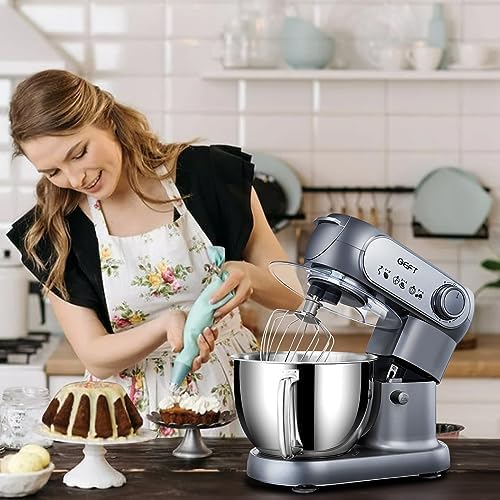 Stand Mixer, 6QT Mixers Kitchen Electric Stand Mixer, Dough Mixer Gray