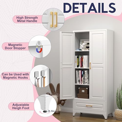 UNICOLY Pantry Kitchen Cabinet with Drawer, 75" Tall Pantry Storage Cabinet