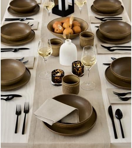 Solino Home 100% Pure Linen Table Runner Natural Long, Fete 14 x 156 in