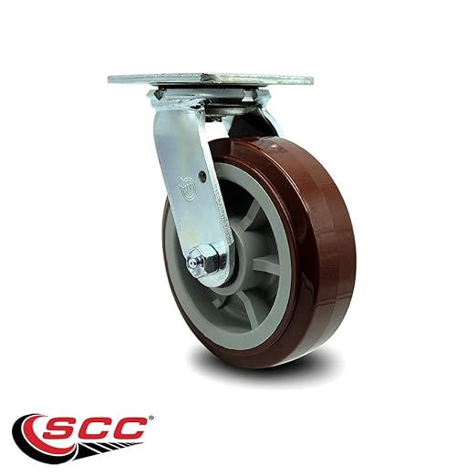 Service Caster Brand Replacement Caster for Uline Caster H-4942S - Swivel Top Plate Caster with 6 Inch Polyurethane Wheel - Heavy Duty Replacement Caster - Fits Platform, U-Boat and Trucks H-6126