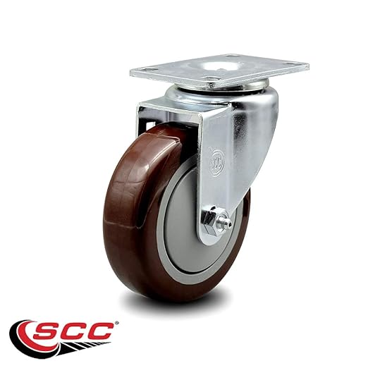 Service Caster Brand Replacement Caster for Uline Caster H-5539S-Swivel Top Plate Caster with 4 Inch Maroon Polyurethane Wheel-Light Duty Replacement Caster-Fit Cart, Dollies and Poly Box Truck H-1956