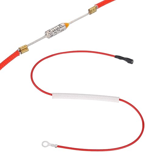 MECCANIXITY Universal Rice Cooker Temperature Fuse, 157°C 10A 250V Metal Thermal Fuse with Terminal and Ring Terminal Fiberglass Sleeving for Electric Pressure Cooker Repair Part