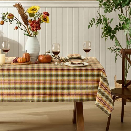 Newbridge Thanksgiving Wheatfield Plaid 60 x 84 Inch Rectangle Tablecloth