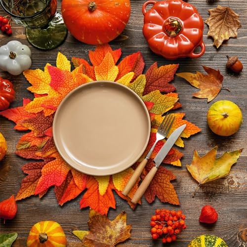 SmoothNovelty 6 Pcs 15" Fall Placemats, Thanksgiving Leaf Mats, Multicolor