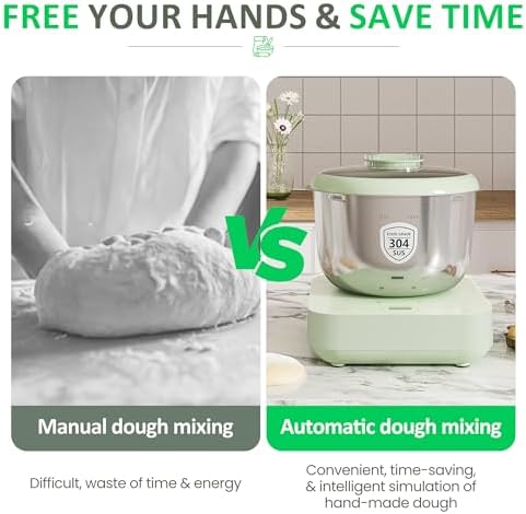 Electric Dough Maker with Ferment & Weighing Function, 5.2QT Dough Mixer with 304 Stainless Steel Bowl, Flour Kneading Machine for Pizza Bread Maker, Microcomputer Timing, Face-up Touch Panel