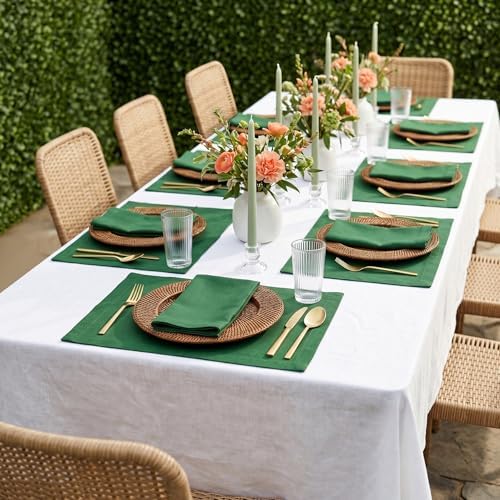 Solino Home 100% Pure Linen Napkins Pine Green, Fete 20 x 20 in, Set of 4