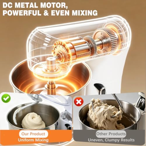 Stand Mixer, 660W Pure Copper Motor, 10-Speed, 5.3QT Bowl, Tilt-Head