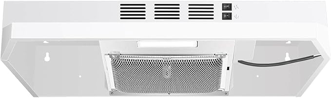 SNDOAS 24 inch Range Hood,230 CFM Under Cabinet Range Hood White,Hard Wired Ductless Range Hood Convertible Ducted,White Spray Painting Stainless Kitchen Hood with 2-Speed Fan,Rocker Switch