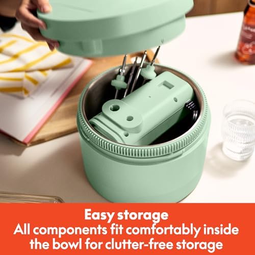 bella 3.5 Qt Hand & Stand Mixer, 2 in 1 Electric Mixer with Bowl, Seaglass