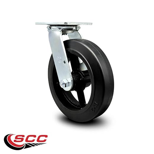 Service Caster Brand Replacement Caster for Uline Caster H-3327S - Swivel Top Plate Caster with 8 Inch Rubber on Metal Wheel - Heavy Duty Replacement Caster - Fits Platform, U-Boat and Trucks H-1192