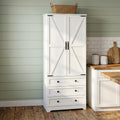 IDEALHOUSE Farmhouse Kitchen Pantry Cabinet - 72" Tall Large Wood Kitchen Storage Cabinets with Adjustable Shelves & 2 Barn Doors & 3 Drawer, Versatile Storage for Dining Room, Bathroom, Living Room
