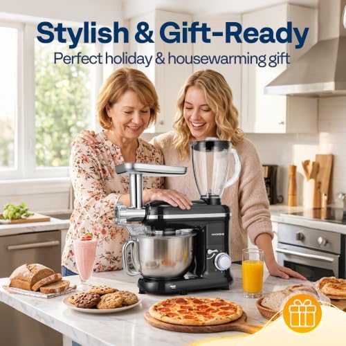 VIVOHOME 3-in-1 Stand Mixer, 6-Quart Tilt-Head Mixer, 10 Speeds, Black