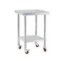 Stainless Steel Table for Prep & Work with 4 Caster Wheels with Undershelf 18 x 24 NSF Metal Commercial Kitchen Prep Table with Adjustable Under Shelf Worktable for Restaurant Home Outdoor