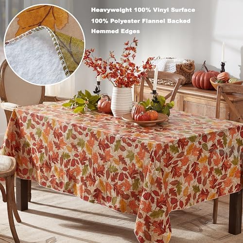 Newbridge Thanksgiving Falling Leaves 52x70 Inch Rectangle Vinyl Tablecloth