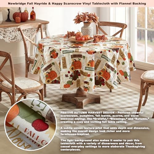 Newbridge Thanksgiving Fall Hayride 70 Inch Round Turkey Vinyl Tablecloth