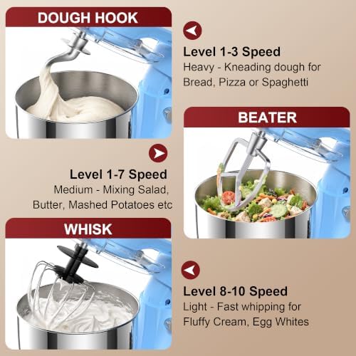 Honinst 4QT Electric Stand Mixer, 10-Speed Tilt-Head Compact Kitchen Mixer