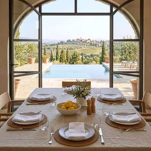 Solino Home 100% Pure Linen Dinner Napkins White, Fete 20 x 20 in, Set of 6