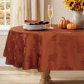 Softalker Fall Jacquard Oval Tablecloth, 60 x 84 Inch Rust