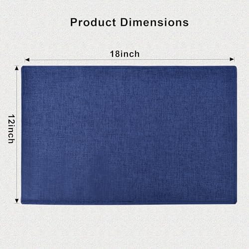 SLKQG Blue Faux Linen Placemats Set of 6, Heat Resistant Washable Double Layer Cloth Place Mats for Dining Table, Wrinkle Resistant Linen Textured Farmhouse Kitchen Decor (6, Navy Blue)